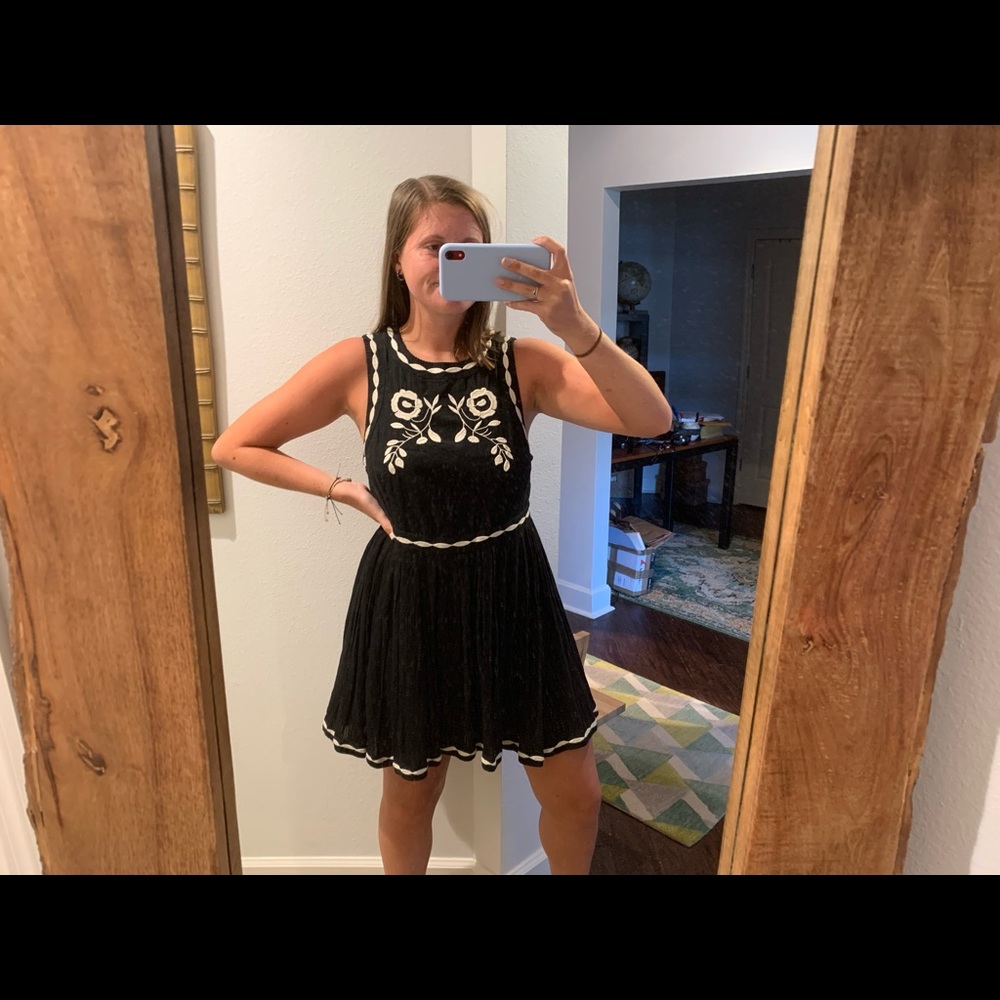 Black and white Free People Smock Dress